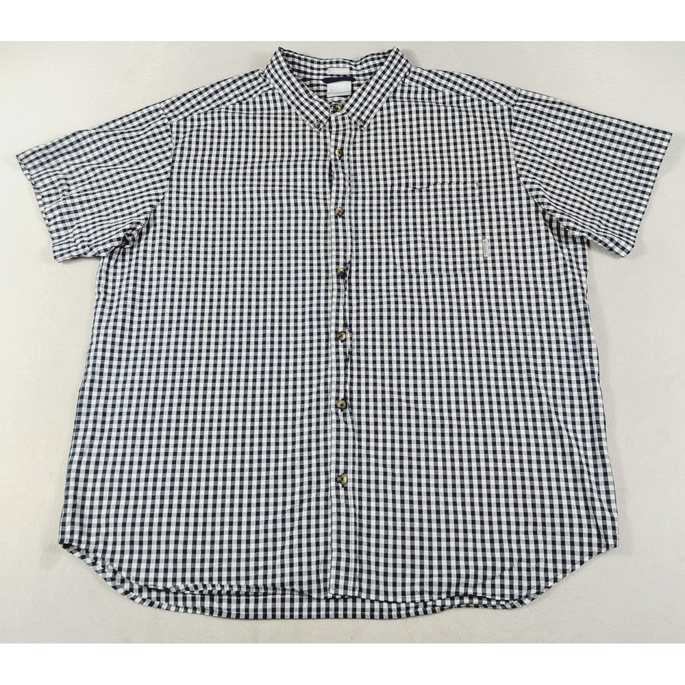 Columbia Rapid Rivers II Shirt Mens 2XL Blue Gingham Check Short Sleeve AM9132
